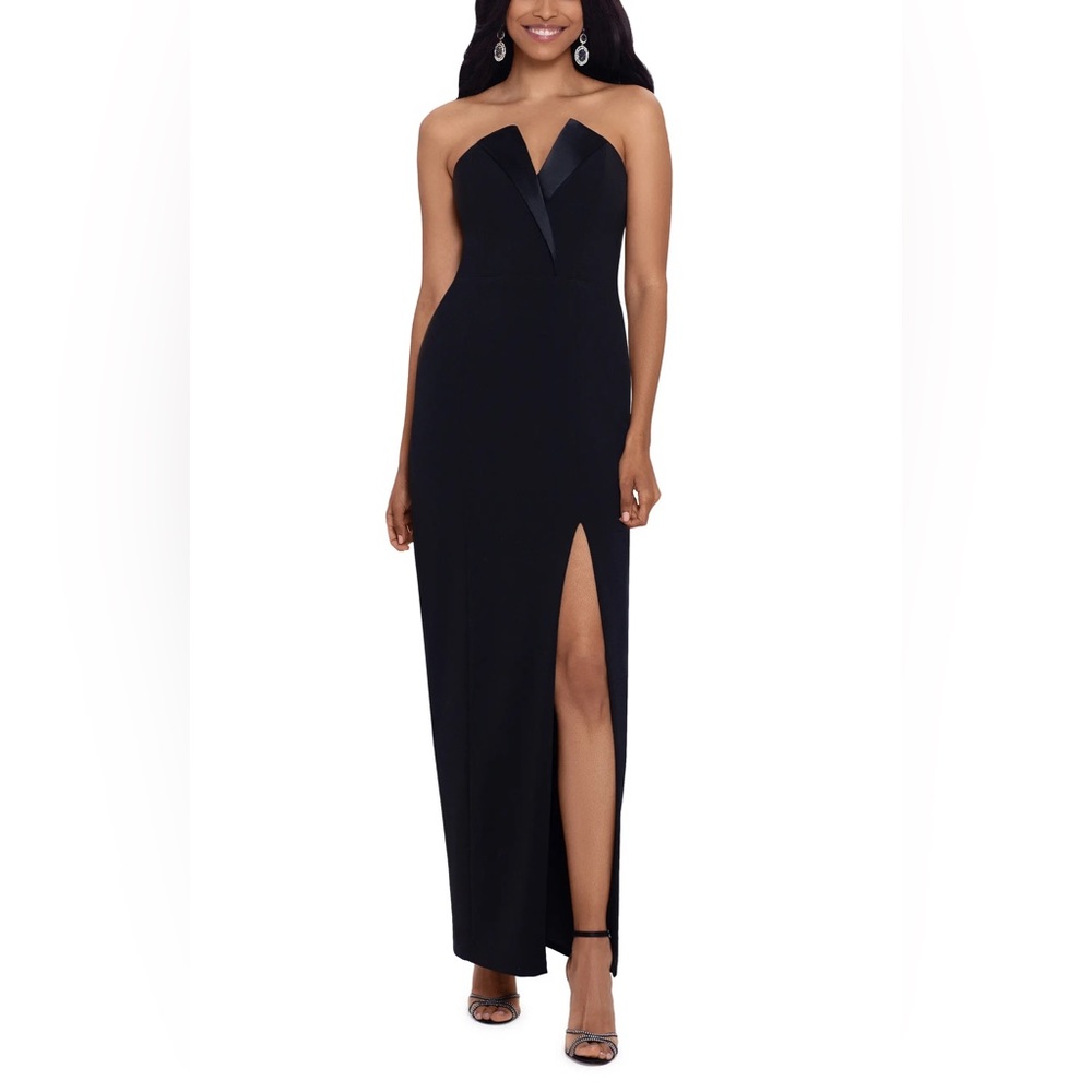 Betsy & Adam Tux Detail Strapless Column Gown- worn once to try on. NWOT